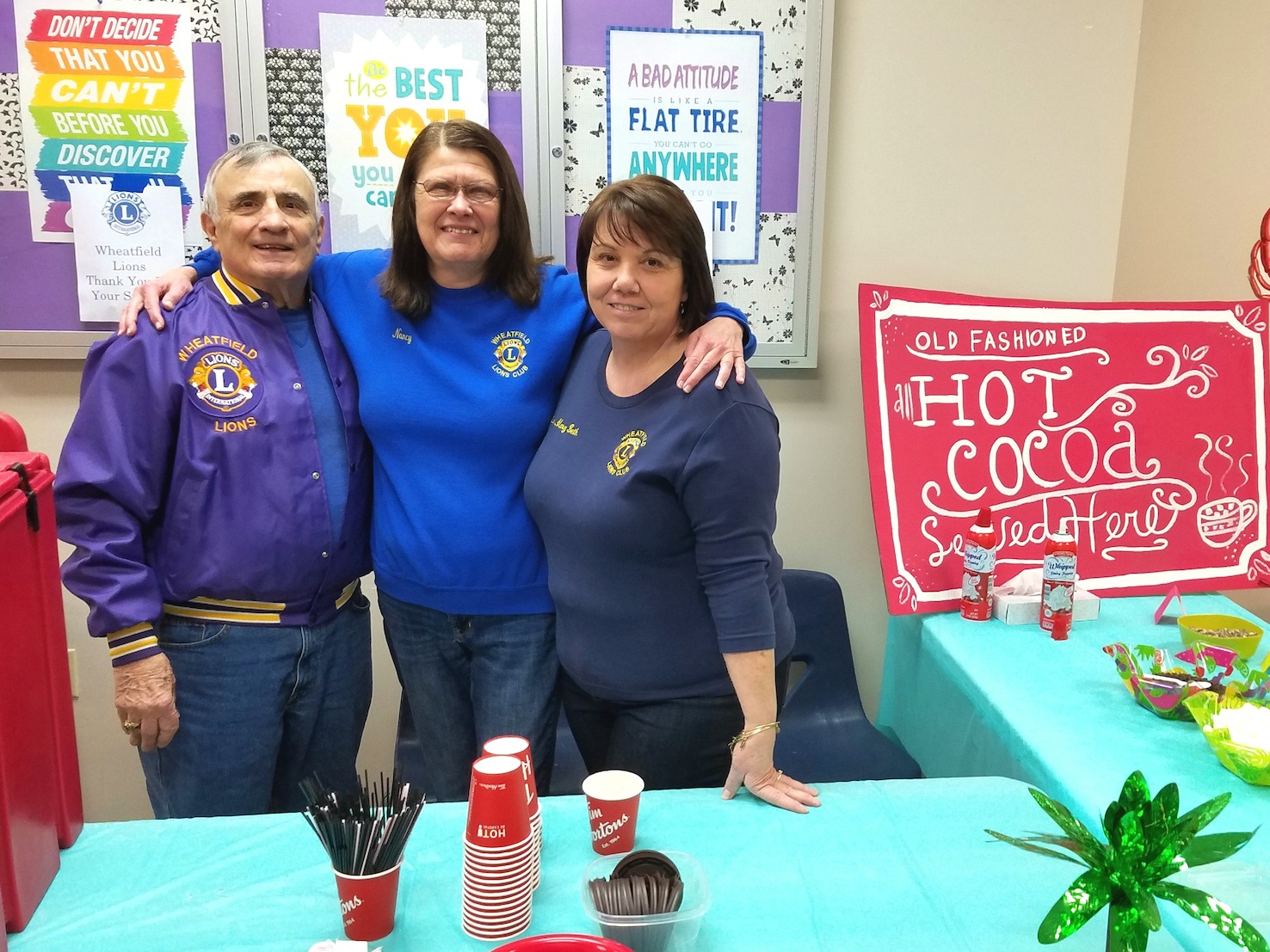 Lions Bill Ross, Nancy Rosie, Mary Beth Long (all pictured) and also Lions Walt Garrow (Wheatfield chapter president) and Roberta O'Toole helped serve hot cocoa to the Wheatfield Winterfest attendees. (Photos submitted by Justin Higner)